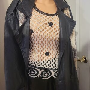 Elegant Black and White Crochet Tank Top